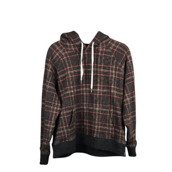 Todd Snyder Double Knit Plaid Hoodie Umber Sweatshirt Size XL - Picture 2 of 8